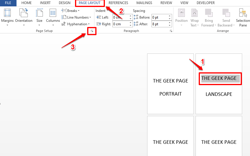 Πώς να αλλάξετε τον προσανατολισμό μιας μεμονωμένης σελίδας σε ένα έγγραφο MS Word