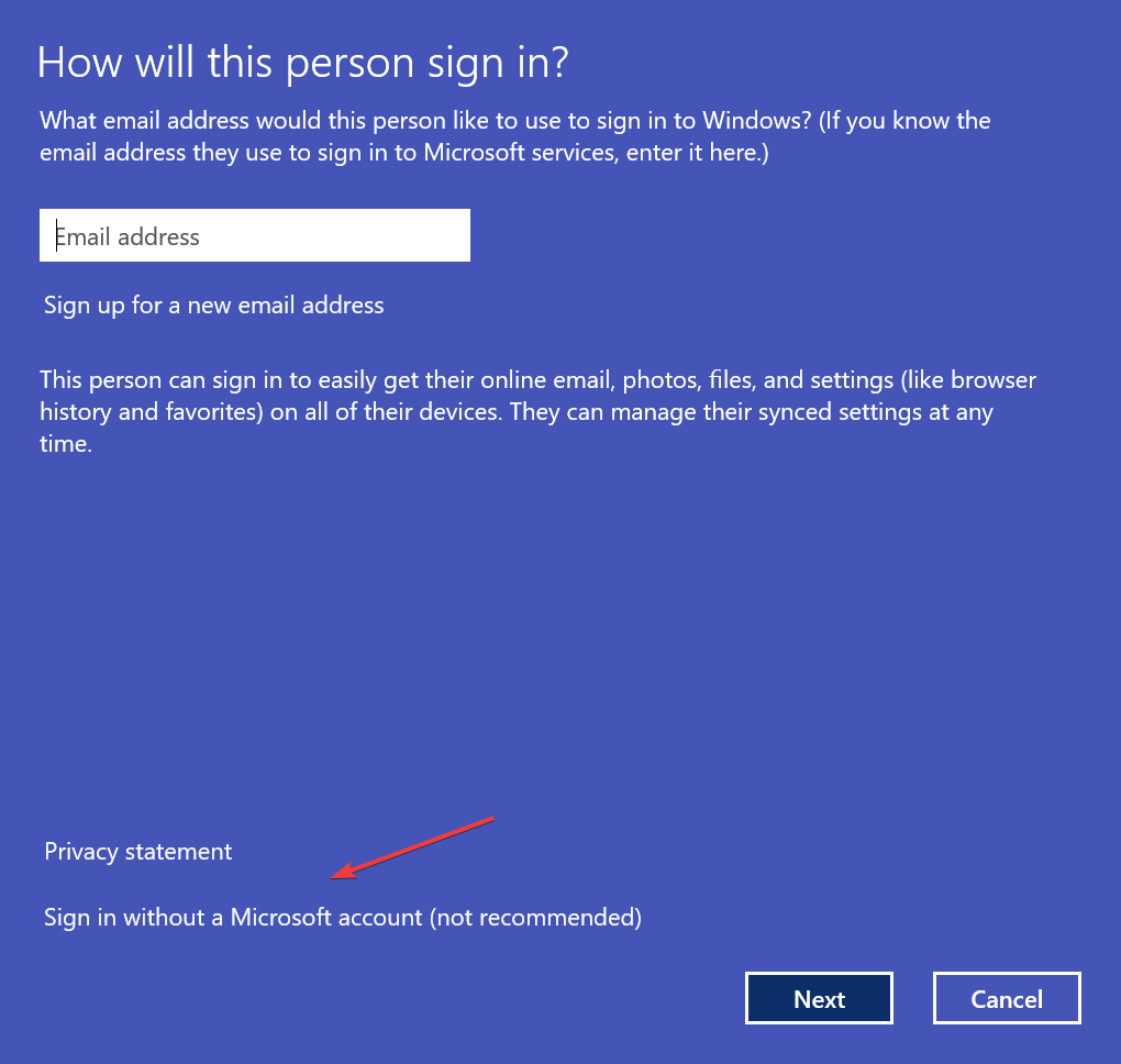 Melden Sie sich ohne Microsoft-Konto an