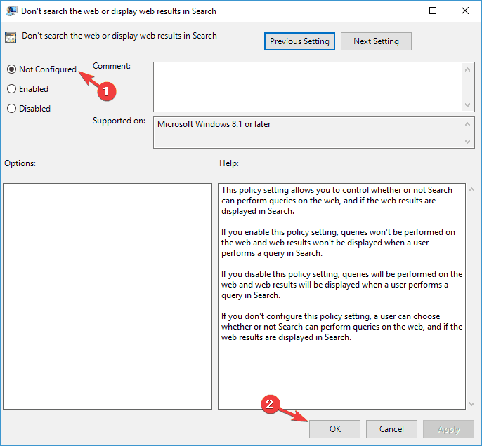 Windows-haku ei anna minun avautua