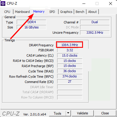 CPU z dram frekvencija