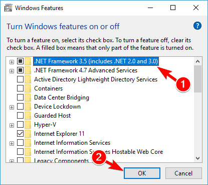 NET Framework 3.5 Nepavyko įdiegti šios funkcijos, nepavyko rasti šaltinio failų