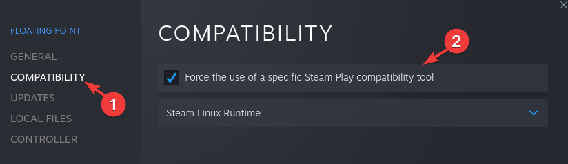 Примусово використовувати певний інструмент сумісності Steam Play 