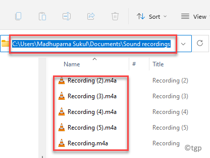 File Explorer Navigați la Calea Sound Rcordings Folder Accesați fișierele de înregistrare