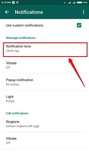 Присвояване на определен тон за уведомяване на лице в WhatsApp