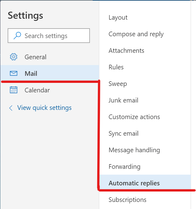 Outlook - Mail - Automatiske svar