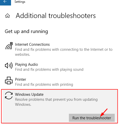 Sorun Giderici Windows Güncellemesi