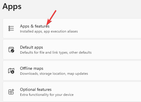 Klicka på Appar och funktioner i appen Inställningar