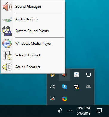 ikona na paneli úloh Realtek Audio Manager Stiahnite si Realtek HD Audio Manager