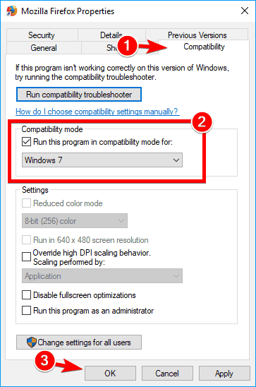 Zeitüberschreitung beim Verbindungsversuch Führen Sie dieses Programm im Kompatibilitätsmodus für Windows 7 aus