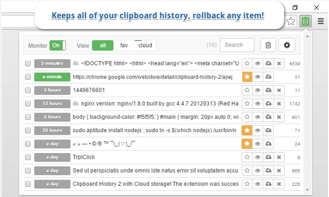 Leikepöydän historia Chrome-laajennus Min