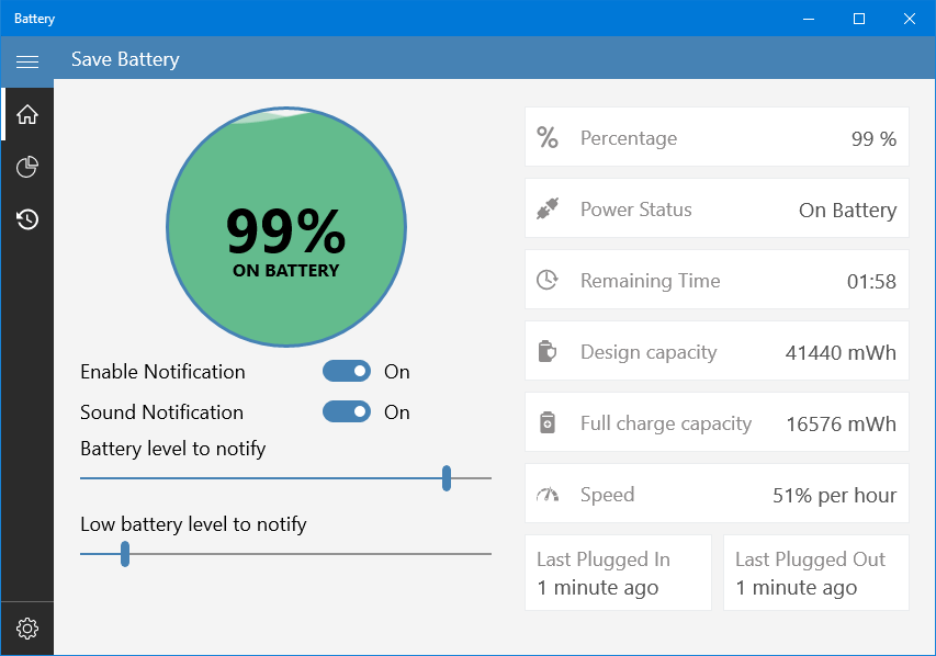 Sådan øges batteriets levetid på bærbar computer i Windows 10