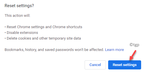 Chrome Reset Settings (إعادة تعيين الإعدادات)