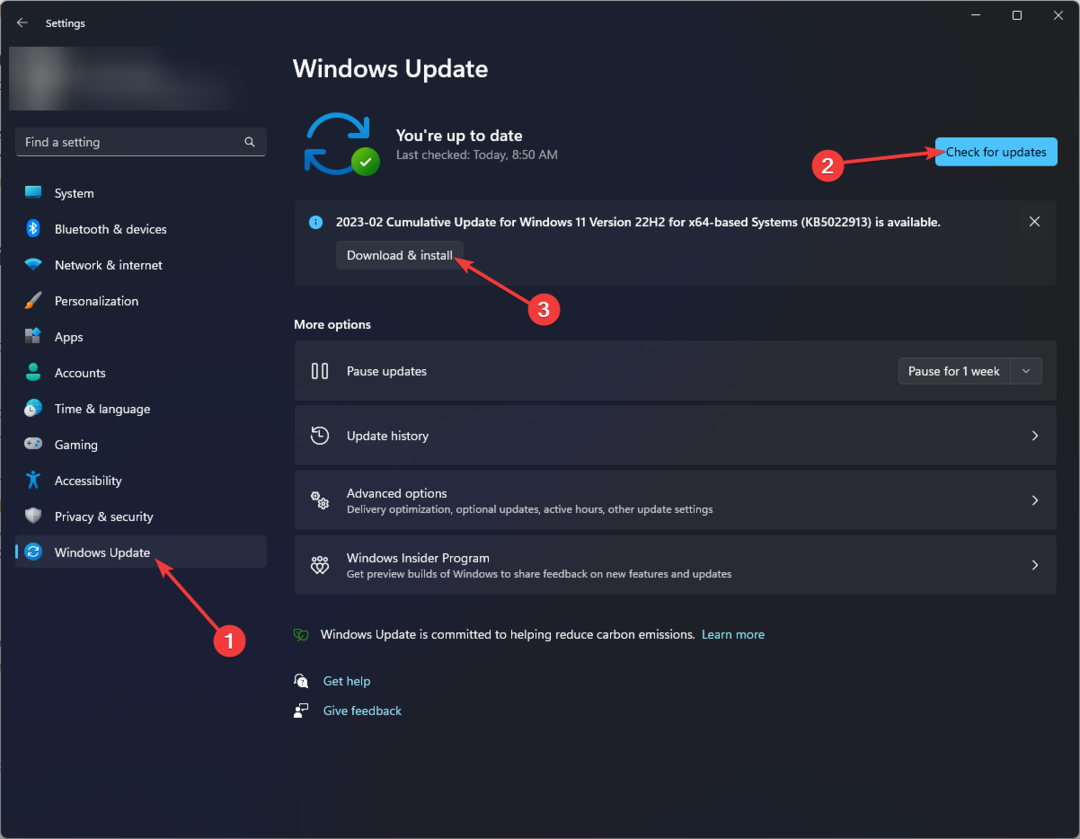 Windows Update تحقق من وجود تحديثات usbstor.sys
