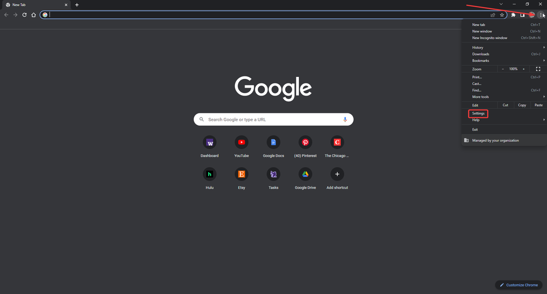 Configurações do Google Chrome.