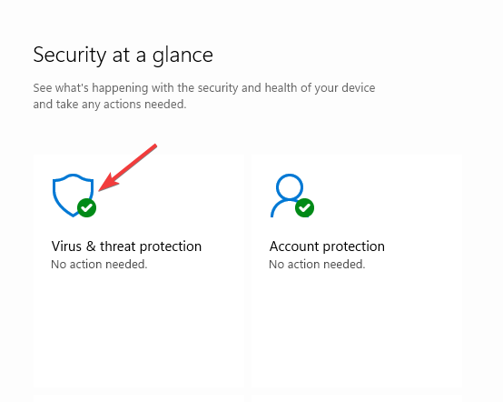 Fare clic su Protezione da virus e minacce