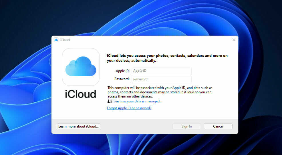 iCloud prihlásenie do systému Windows 11 icloud