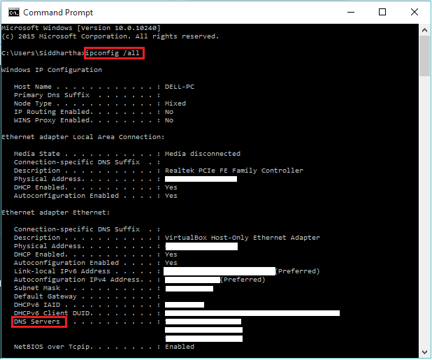 Enkle måter å vise DNS-adresse i Windows 10