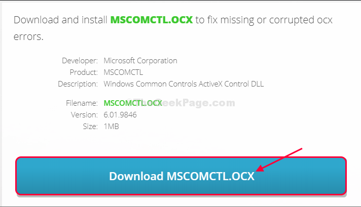 დაფიქსირება - კომპონენტი "MSCOMCTL.OCX" ფაილი არ არის ან არასწორია შეცდომა