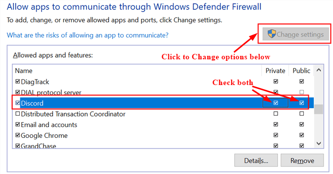 „Windows“ užkarda Leisti nesantaiką viešai privačiai Min