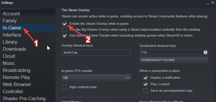 Steam-Overlay im Spiel