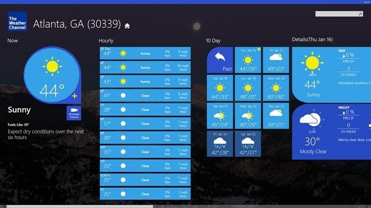 die Wetterkanal-App Windows 8