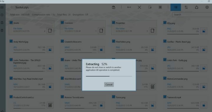L'application 8 Zip Lite pour Windows 10 peut désormais décompresser tous les formats d'archive