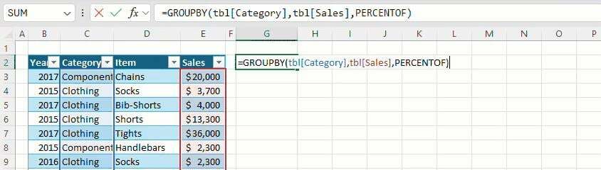 Excel grupa, izmantojot pivotby