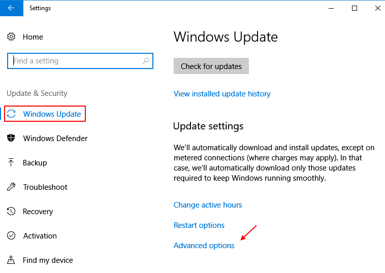 Настройки Обновление безопасности Дополнительные параметры Windows 10