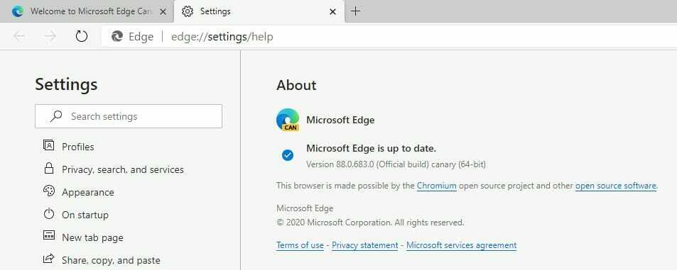 A tabulátor és az előzmények szinkronizálásának támogatása hozzáadva a Microsoft Edge Canary szolgáltatáshoz