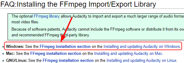 Audacity'de FFmpeg kitaplığı eksik sorunu nasıl düzeltilir