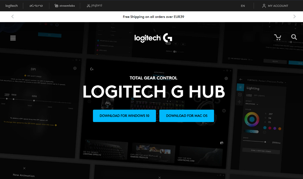 logitech-page logitech g hub windows 11 do pobrania