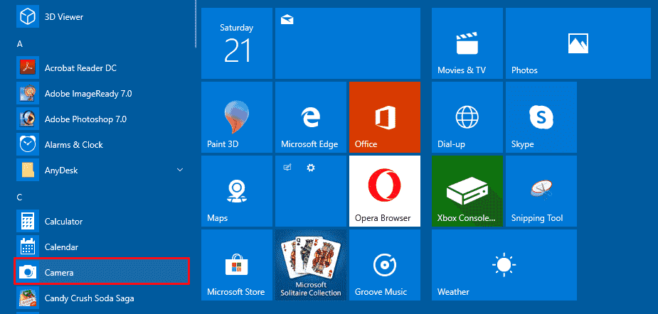 Câmera Windows 10