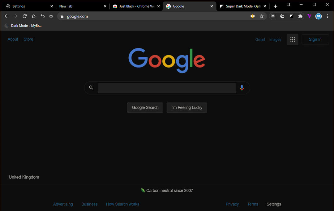 karanlık Google arama motoru maxthon tarayıcı karanlık mod