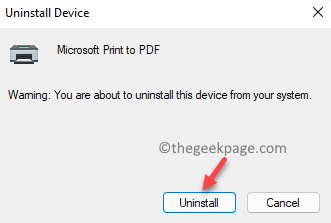 הסרת התקנת התקן Microsoft Print To PDF הסרת ההתקנה