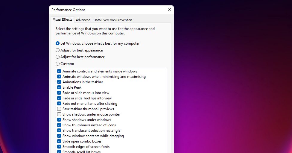 Windows 11の「視覚効果」タブがフリーズし続ける