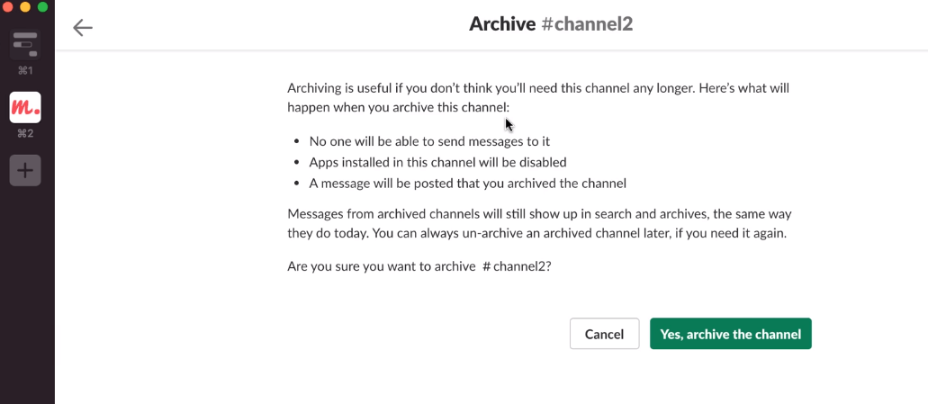 Кнопка "Архівувати канал" не працює, як редагувати, видаляти чи архівувати канал