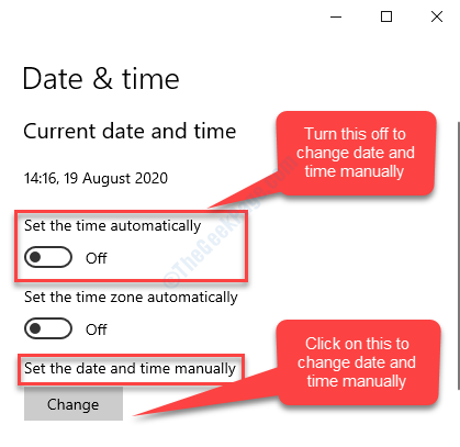 Wenn die Zeit automatisch ausgeschaltet wird, stellen Sie das Datum und die Uhrzeit manuell ein