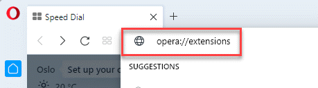 Opera Extensions Introduceți min