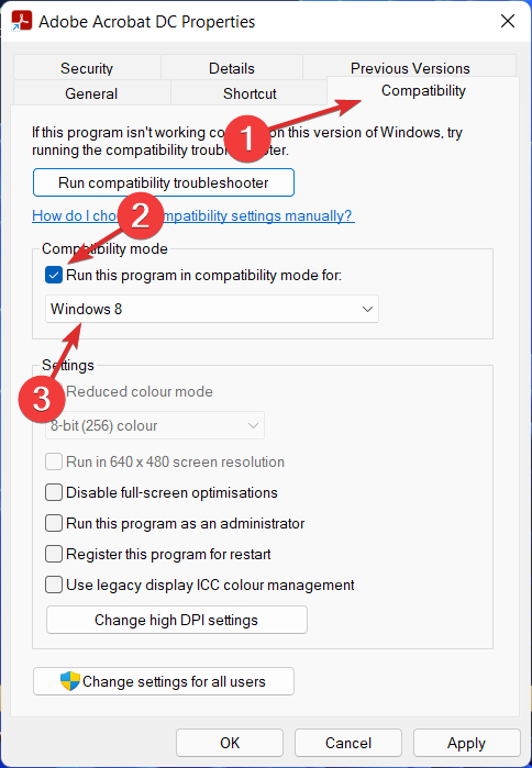 Run-compatibility-tilan videomuistin hallinta sisäinen Windows 11