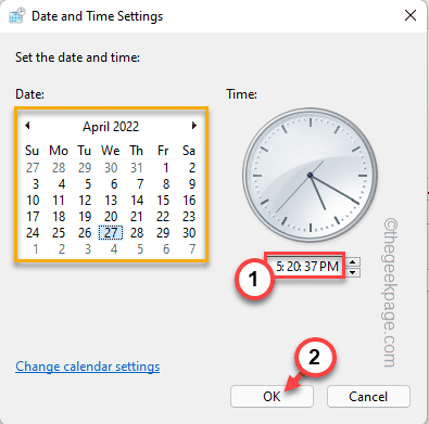 Configurações de data e hora Ok Min