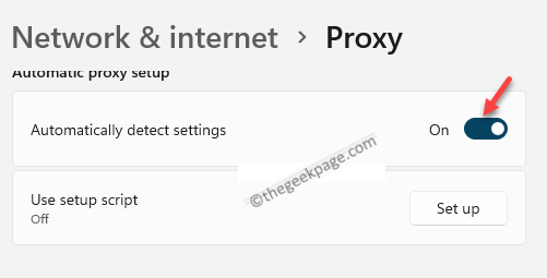 Rete e proxy Internet Configurazione proxy automatica Rileva automaticamente impostazioni Abilita