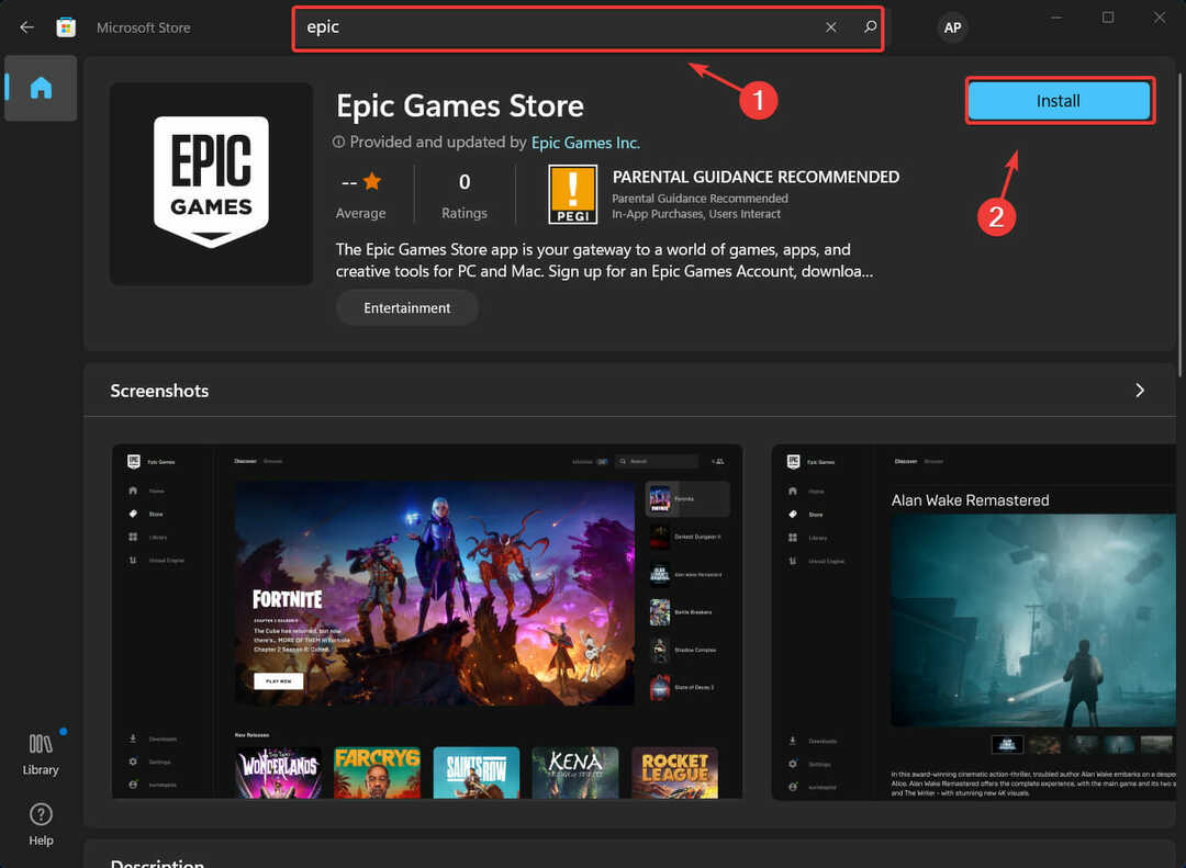 Epic Games ახლა არის Microsoft Store-ში