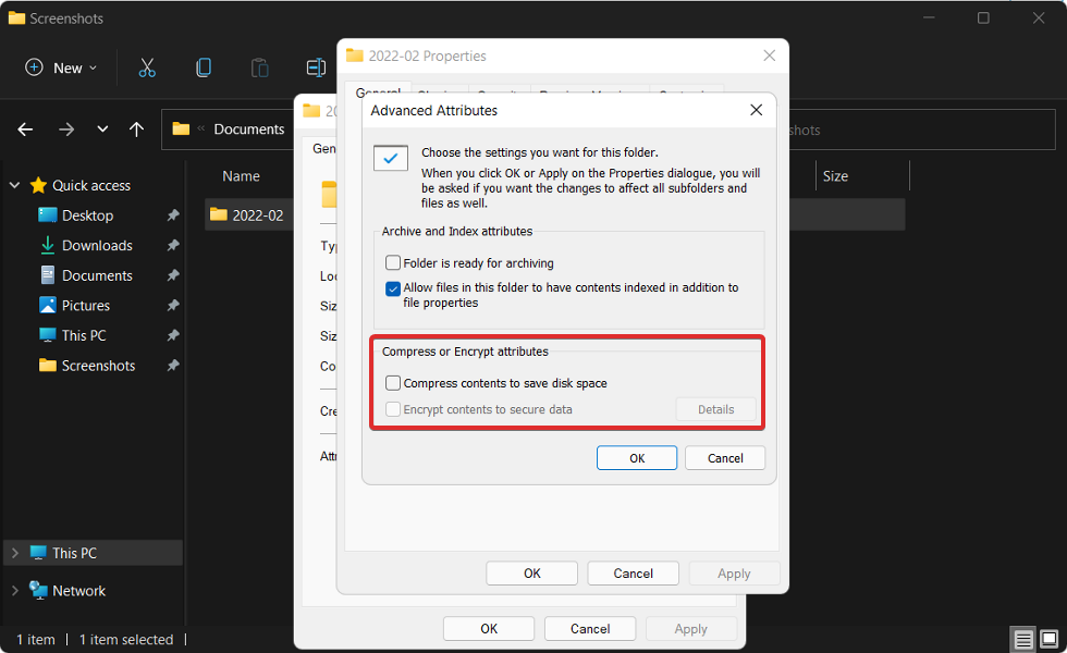 salasanan salaus ottaa kansion Windows 11 omistukseen