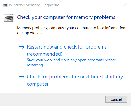 „Windows“ atminties diagnostika win32kfull.sys