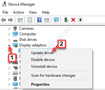 Device Manager Displayadaptere Grafikdriver Højreklik på Opdater driver