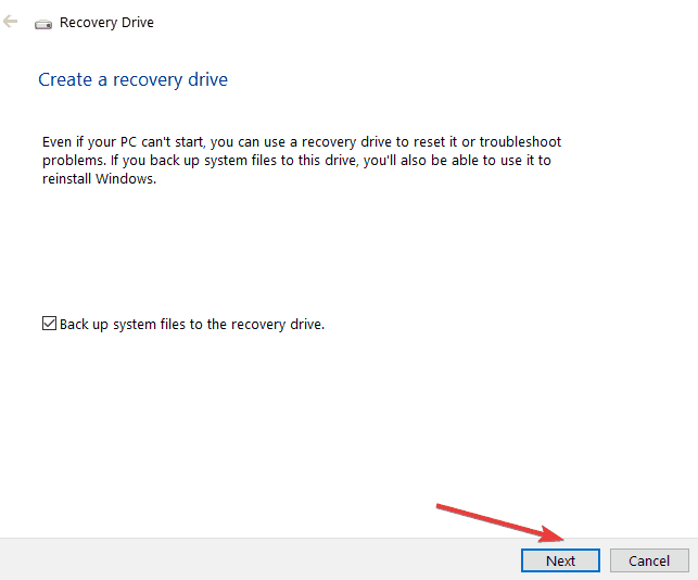 dysk odzyskiwania systemu Windows 10