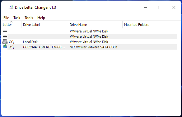 Drive Letter Changer ფანჯრის შეცვლა დისკის ასო Windows 11