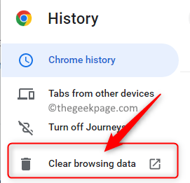Cronologia Chrome Cancella dati di navigazione Min