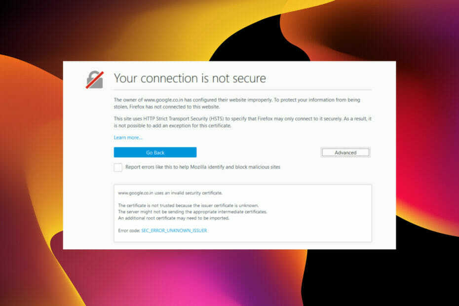 codice di errore Firefox sec_error_unknown_issuer