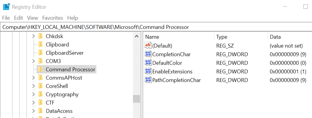 Windows10コマンドプロンプトのオートコンプリートが機能しない